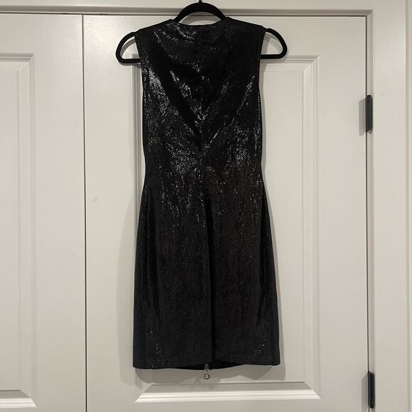 Vintage Janine Paris Black Shiny Sequin Snakeskin Mini Dress Zipper Size M - Picture 6 of 10